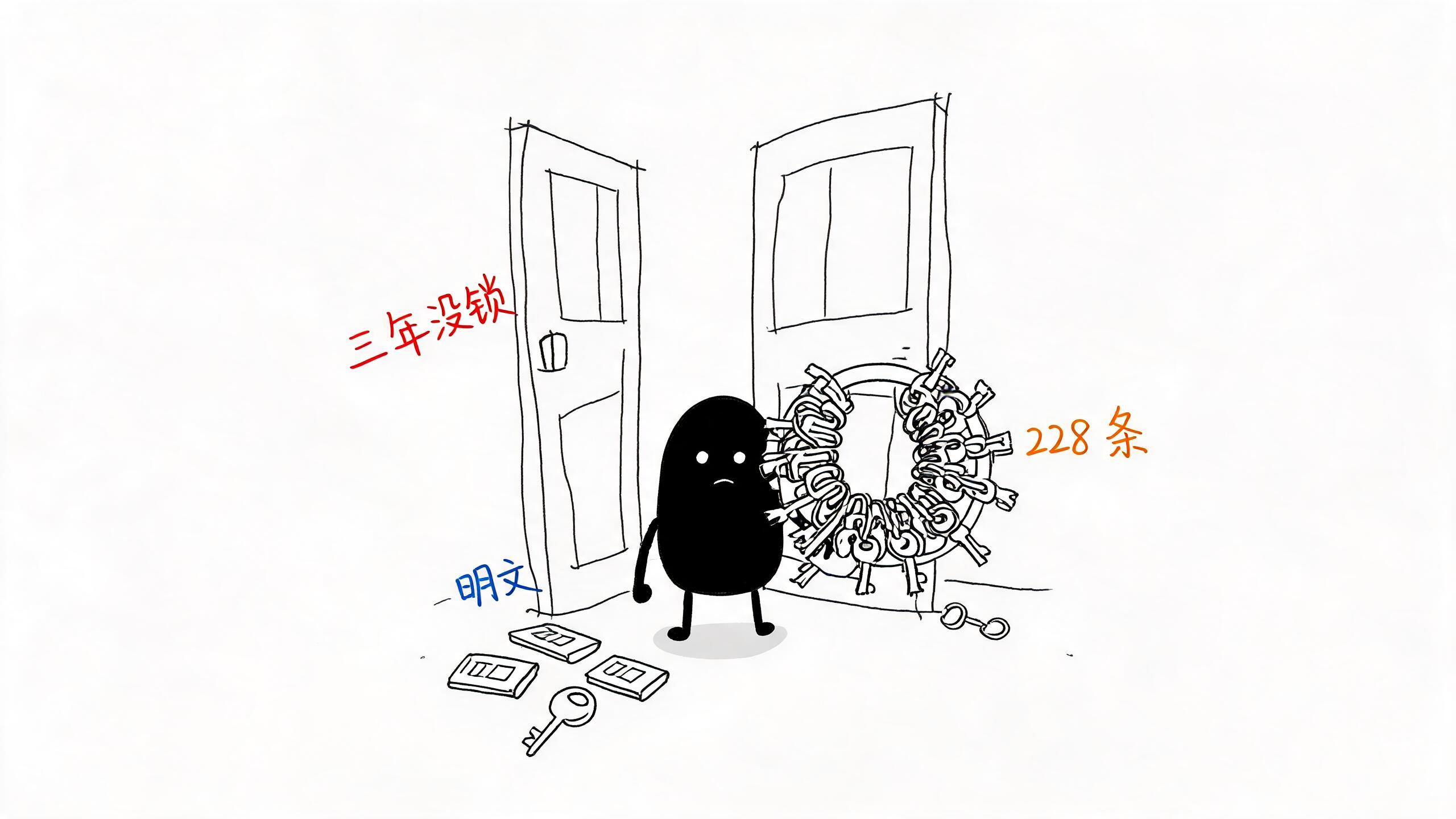 228 条明文密码，像一扇三年没锁的门