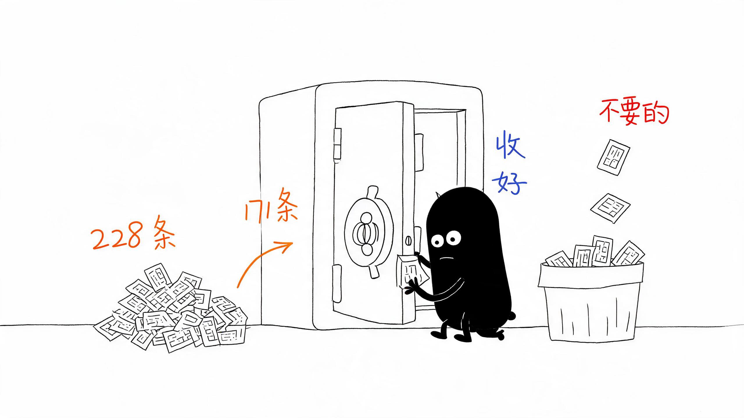筛掉不要的，把 171 条真正收进保险箱