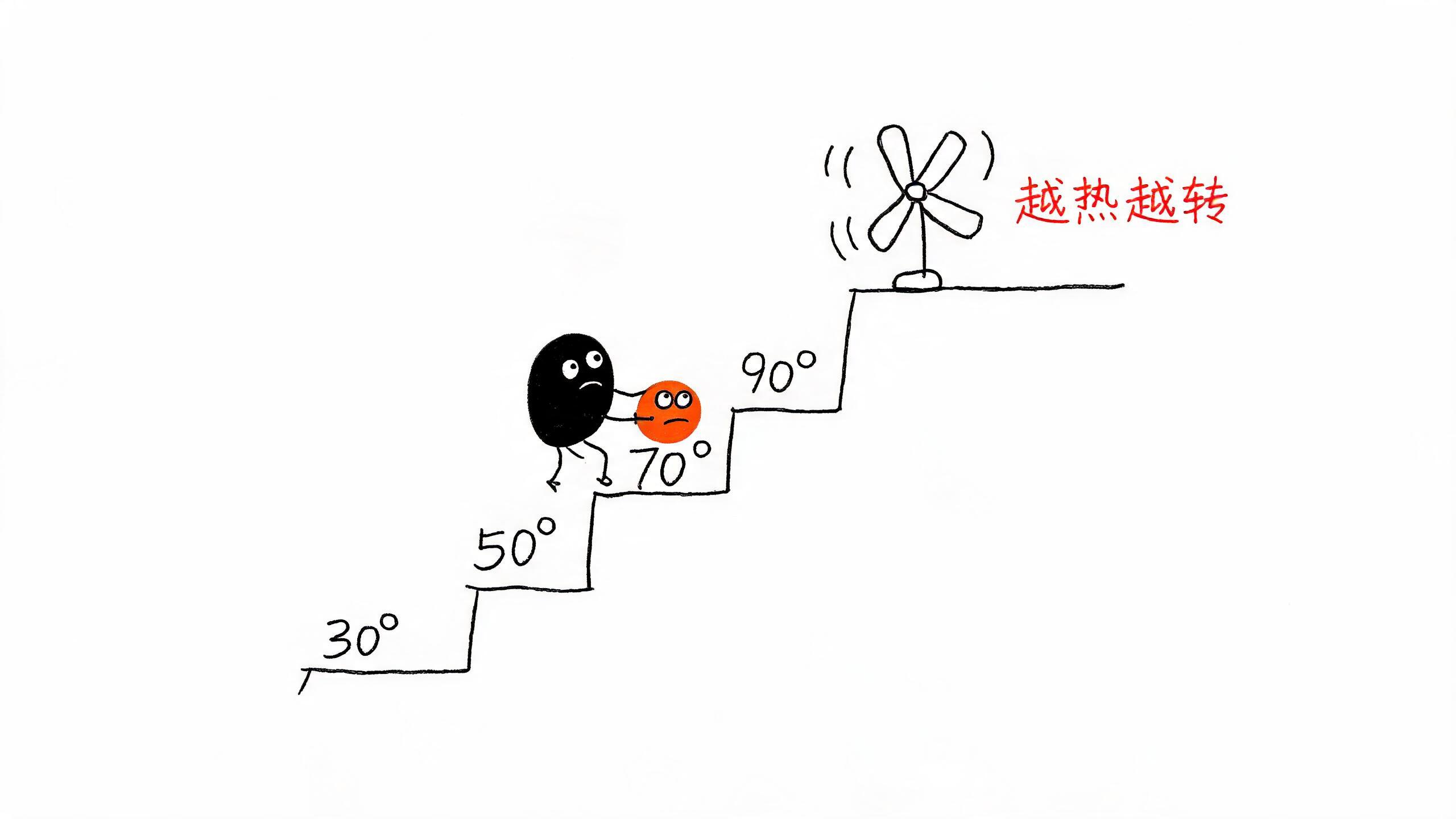 小黑沿着温度台阶把热球往上顶
